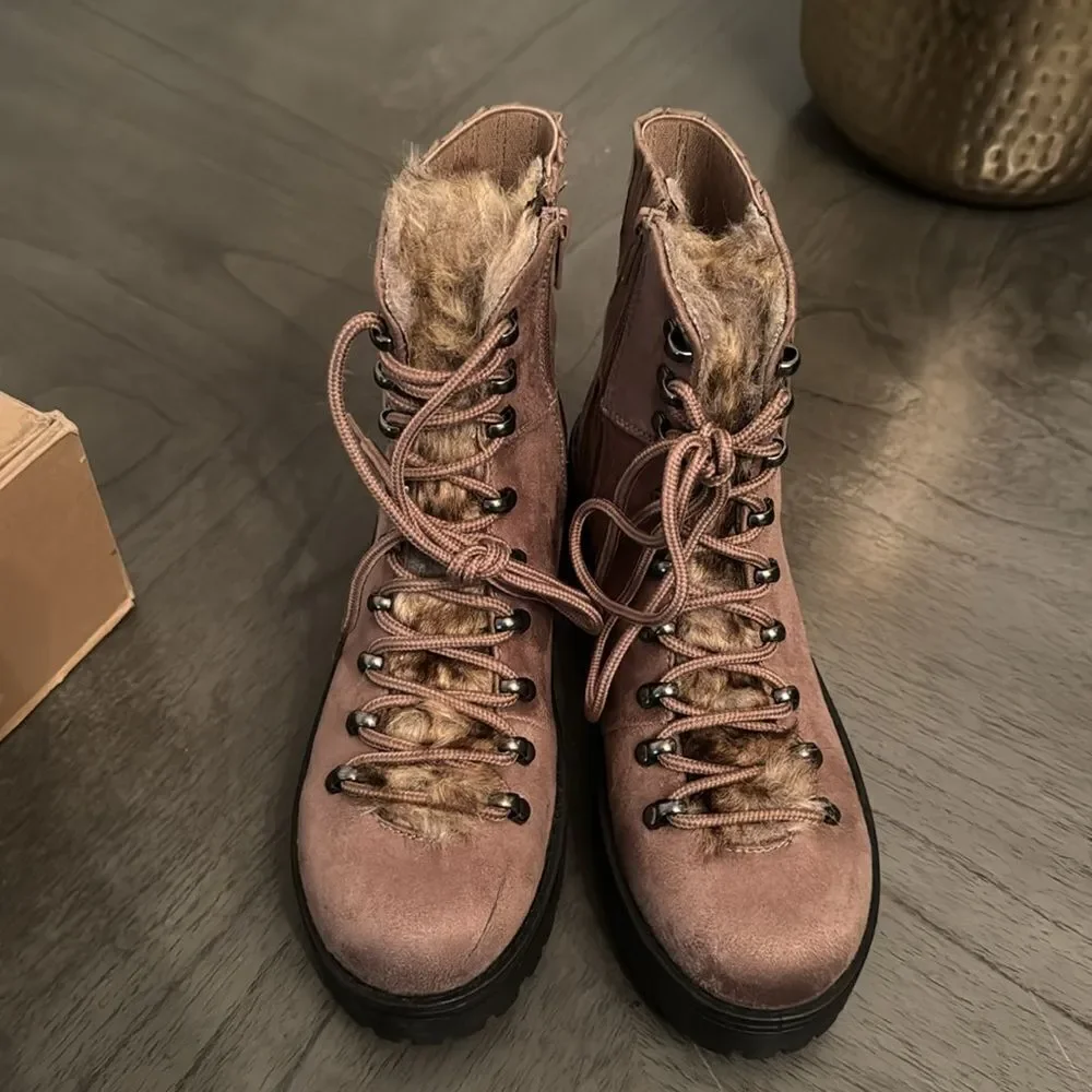 Journee Collection Womens Trail Faux Suede Lug Sole Hiking Boots